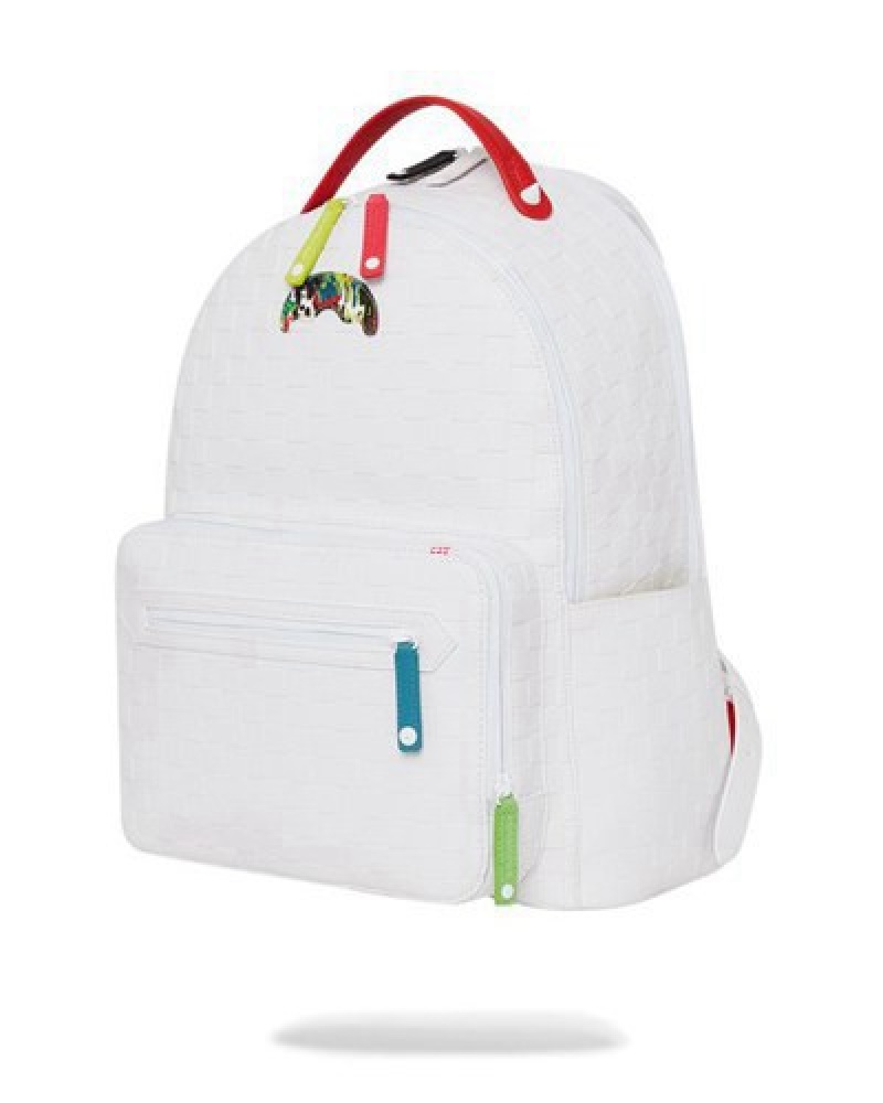 White Sprayground Show Up Show Out Cargo Backpacks | 41562-QIOX