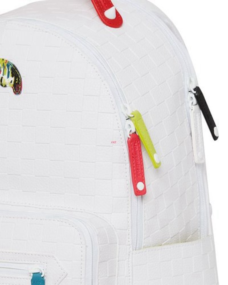 White Sprayground Show Up Show Out Cargo Backpacks | 41562-QIOX