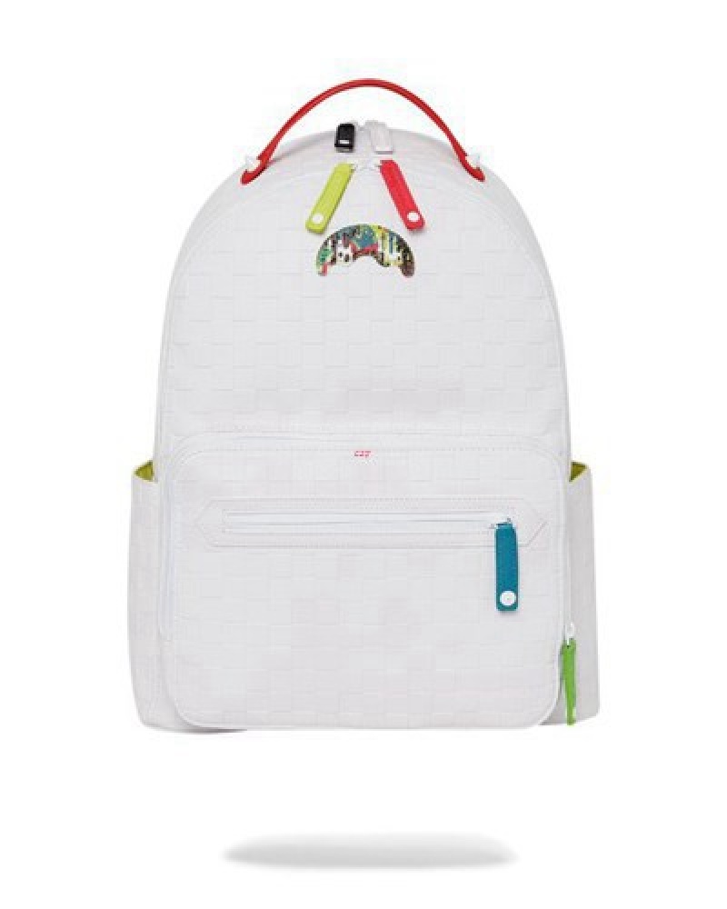 White Sprayground Show Up Show Out Cargo Backpacks | 41562-QIOX