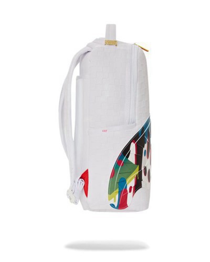 White Sprayground Show Up Show Out (Dlxv) Backpacks | 14732-MKWD