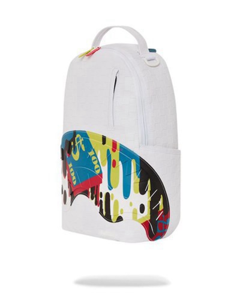 White Sprayground Show Up Show Out (Dlxv) Backpacks | 14732-MKWD