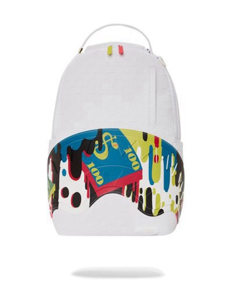 White Sprayground Show Up Show Out (Dlxv) Backpacks | 14732-MKWD