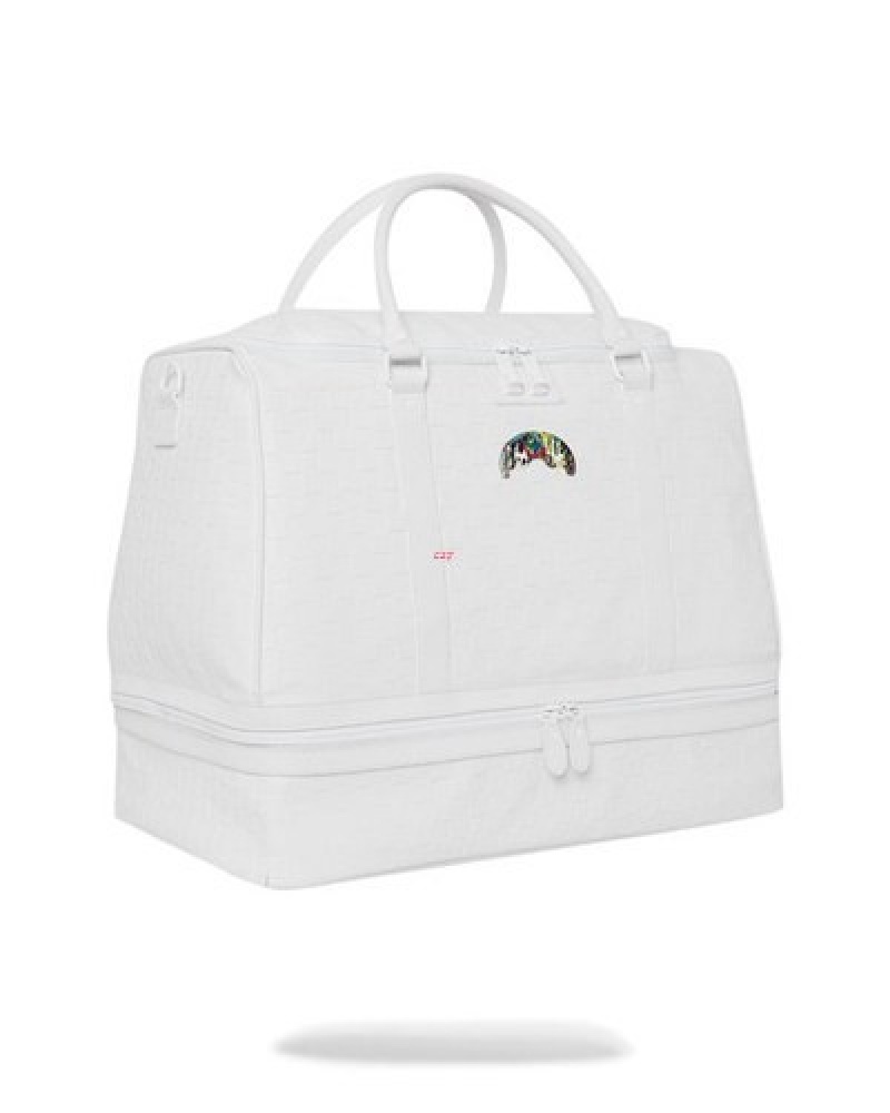 White Sprayground Show Up Show Out Stiletto Duffle Bags | 49056-BZAJ