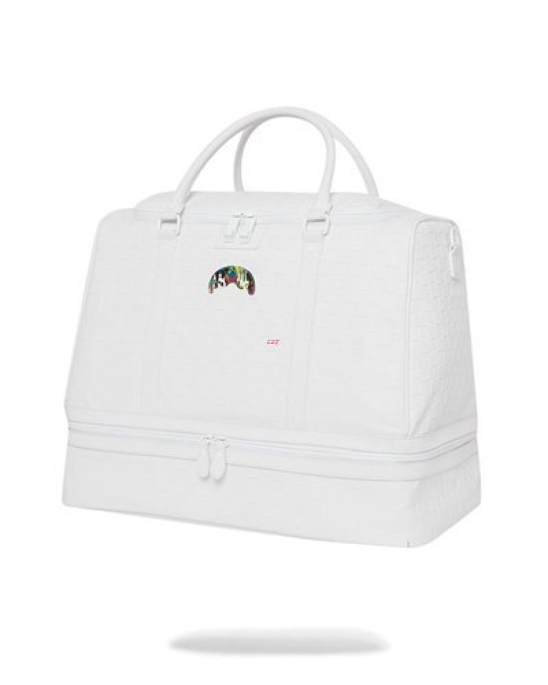 White Sprayground Show Up Show Out Stiletto Duffle Bags | 49056-BZAJ