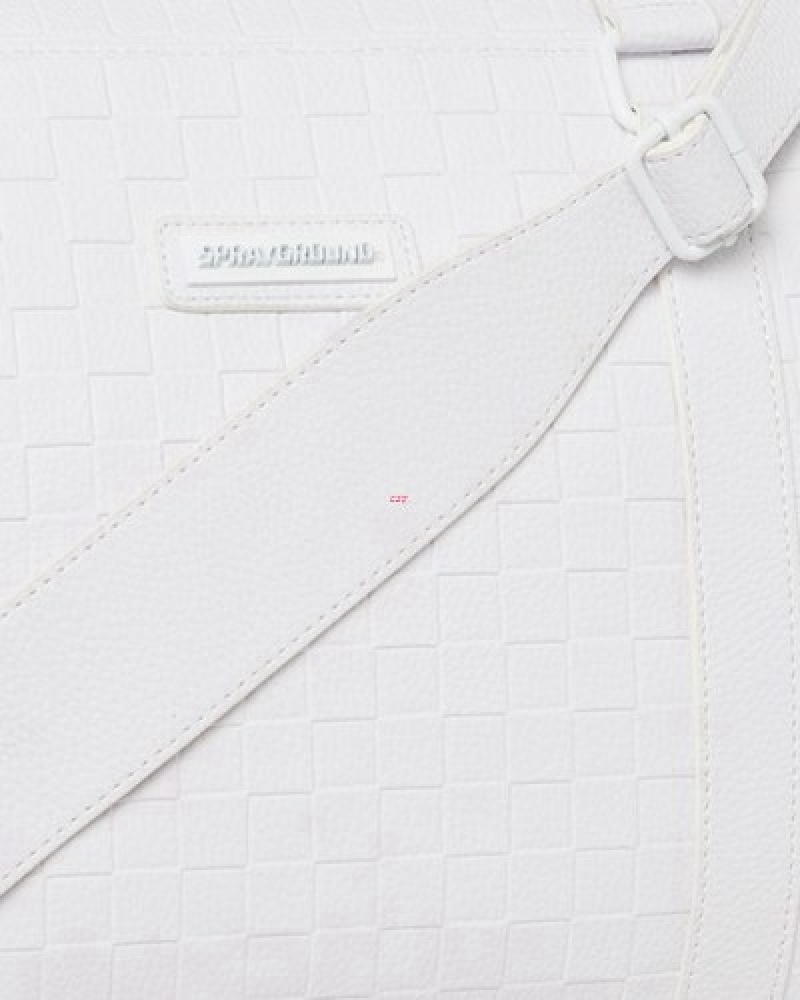 White Sprayground Show Up Show Out Stiletto Duffle Bags | 49056-BZAJ