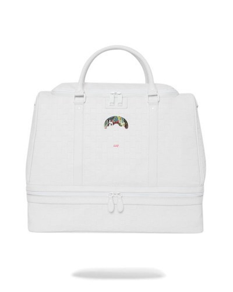 White Sprayground Show Up Show Out Stiletto Duffle Bags | 49056-BZAJ