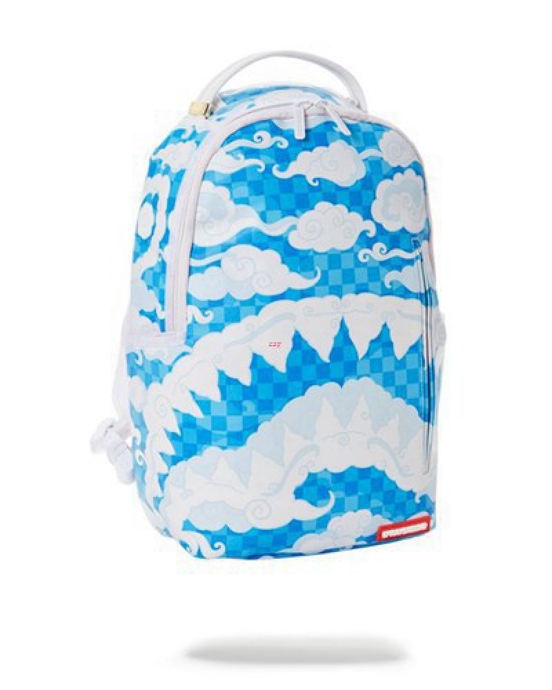 White Sprayground Skyborne Dlxv Backpacks | 48953-SHJQ