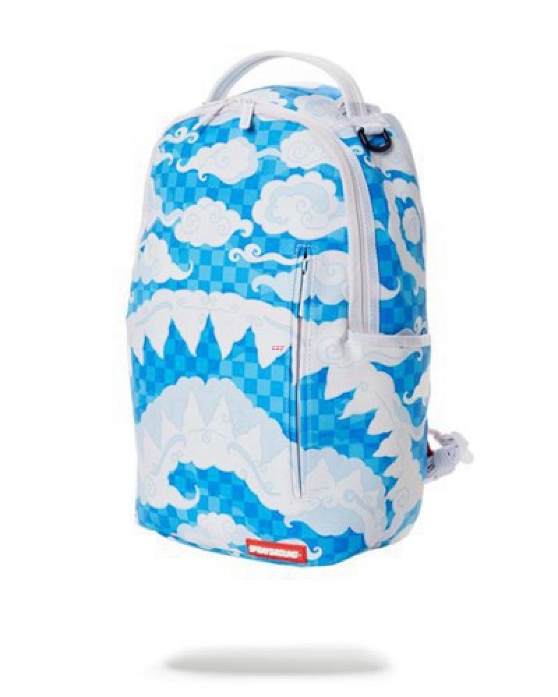 White Sprayground Skyborne Dlxv Backpacks | 48953-SHJQ