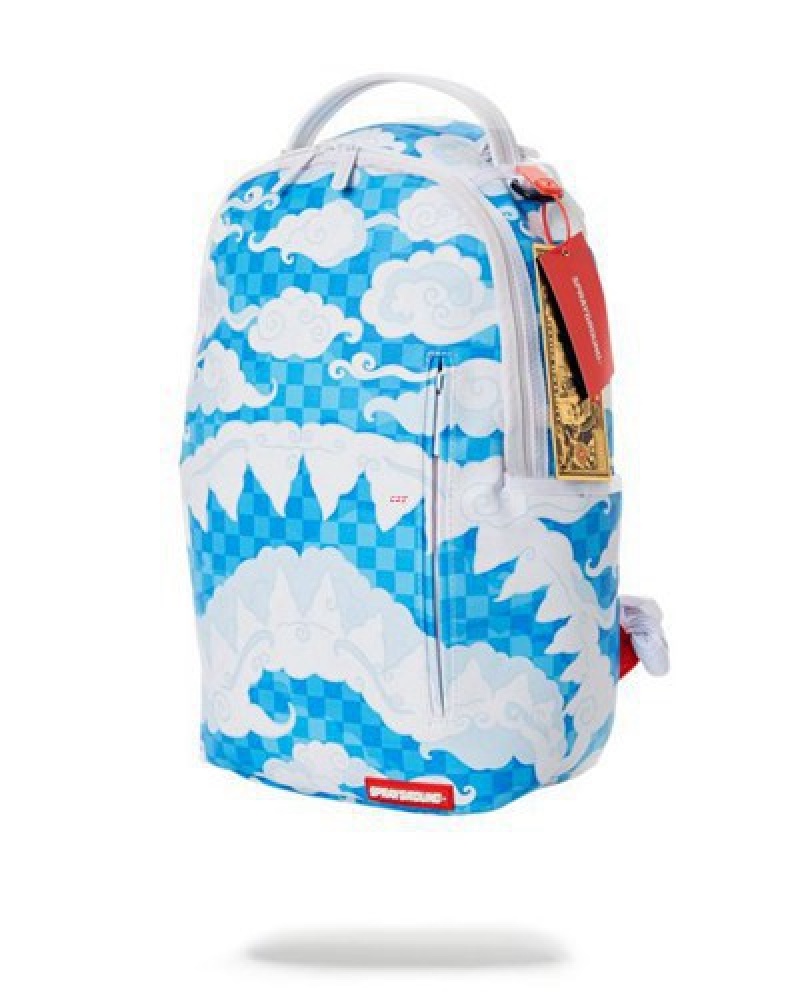 White Sprayground Skyborne Dlxv Backpacks | 48953-SHJQ