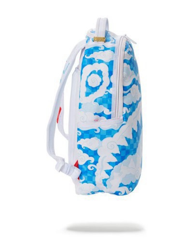 White Sprayground Skyborne Dlxv Backpacks | 48953-SHJQ