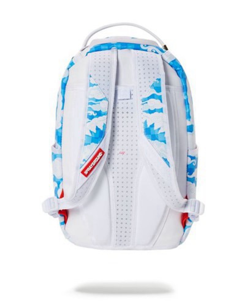 White Sprayground Skyborne Dlxv Backpacks | 48953-SHJQ