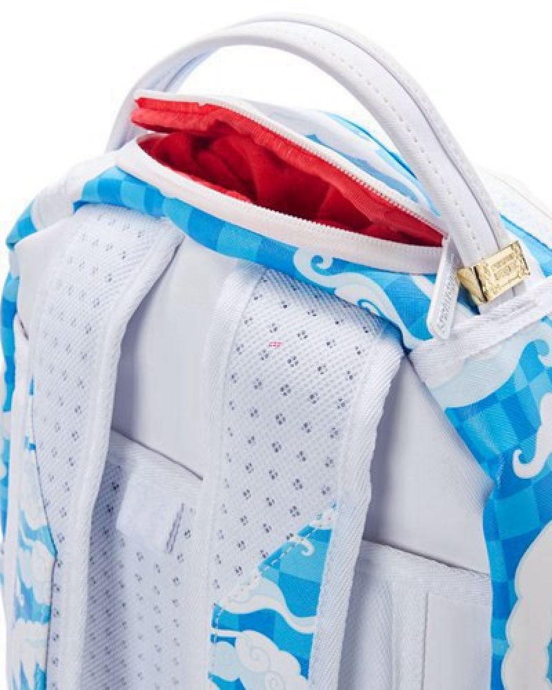 White Sprayground Skyborne Dlxv Backpacks | 48953-SHJQ