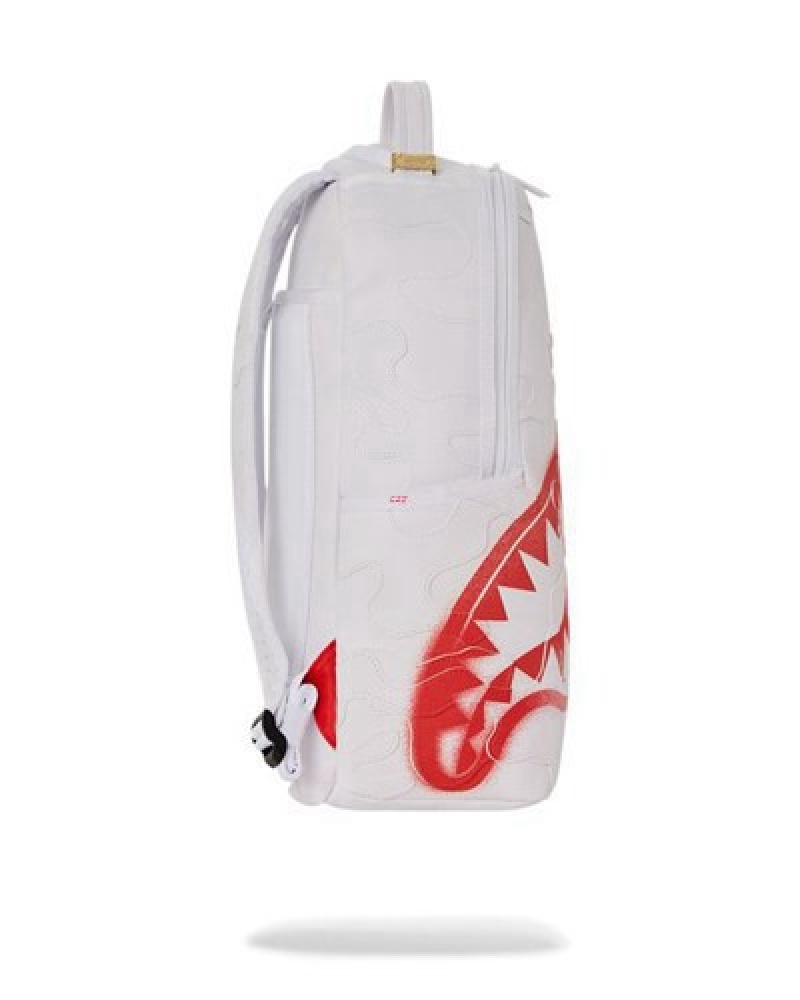 White Sprayground Snow Camo (Dlxv) Backpacks | 07938-OHVD