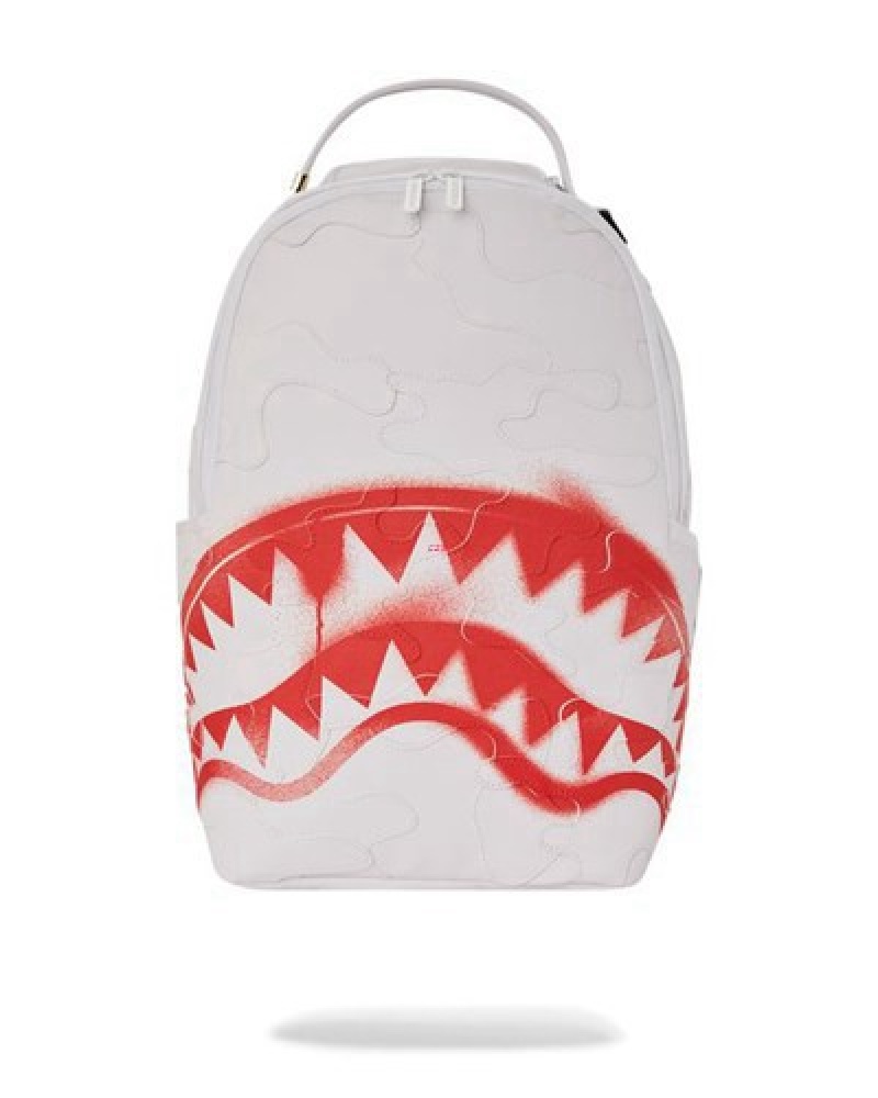 White Sprayground Snow Camo (Dlxv) Backpacks | 07938-OHVD