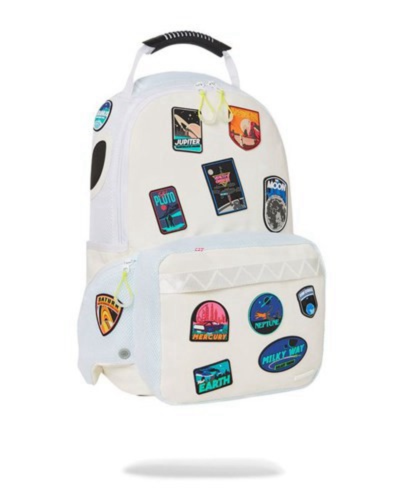 White Sprayground Space Seeker Cargo Backpacks | 42691-IJZC