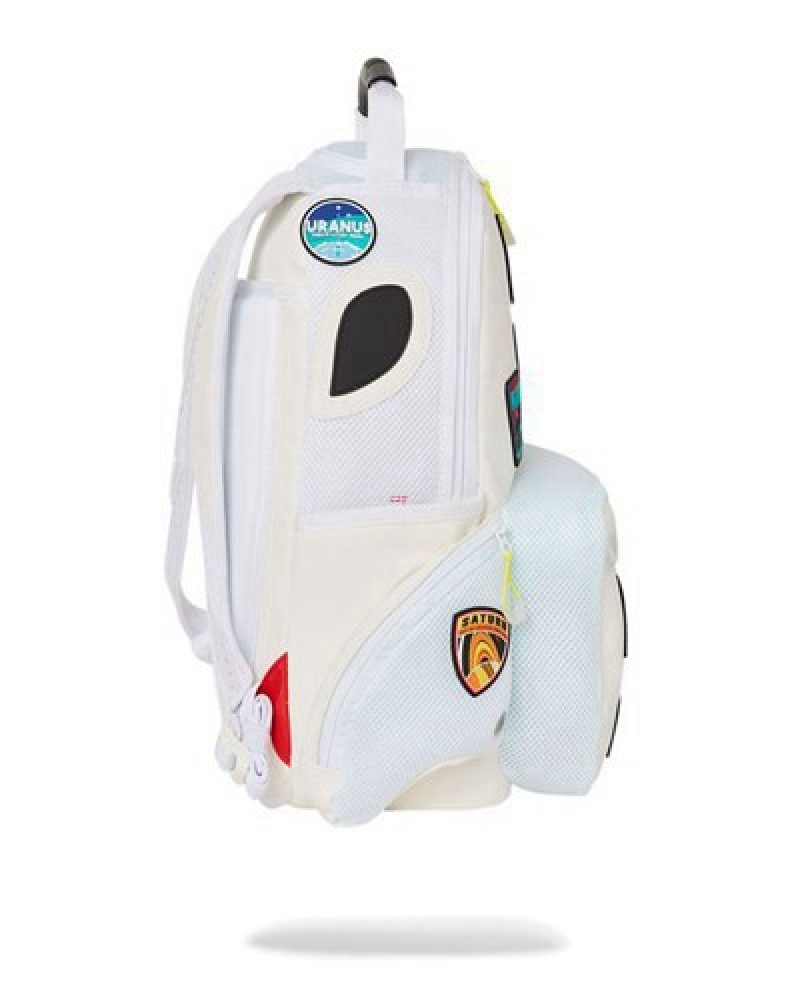 White Sprayground Space Seeker Cargo Backpacks | 42691-IJZC