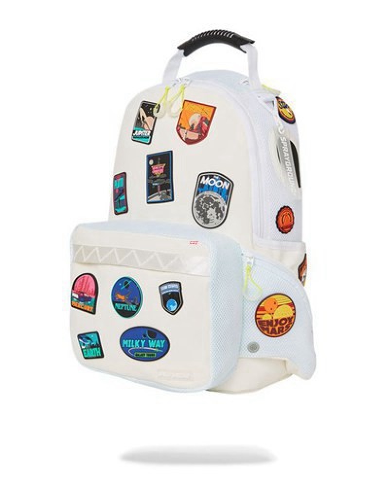 White Sprayground Space Seeker Cargo Backpacks | 42691-IJZC