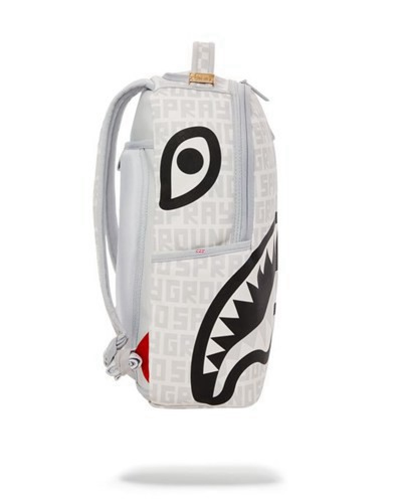 White Sprayground Split The Check (Pearl) (Dlxv) Backpacks | 78624-REVO