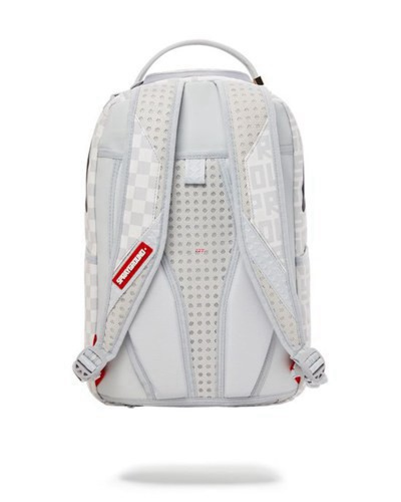 White Sprayground Split The Check (Pearl) (Dlxv) Backpacks | 78624-REVO