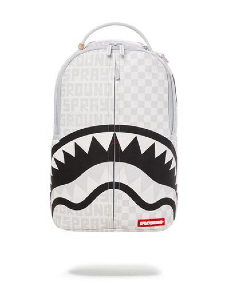 White Sprayground Split The Check (Pearl) (Dlxv) Backpacks | 78624-REVO