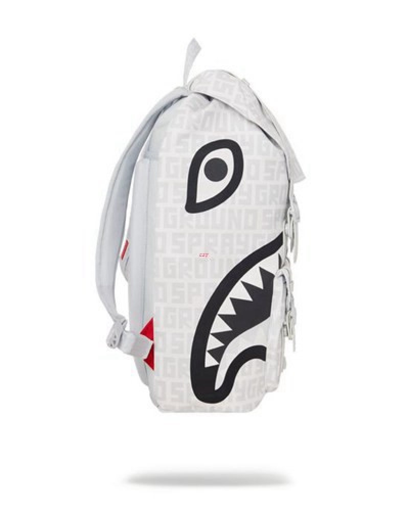 White Sprayground Split The Check (Pearl) Hills Backpacks | 18097-TJBV