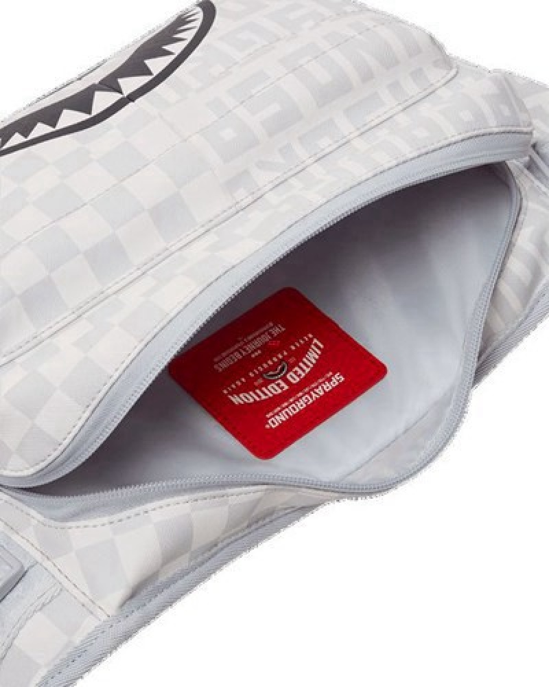 White Sprayground Split The Check (Pearl) Cargo Crossbody Bags | 89034-VBAM