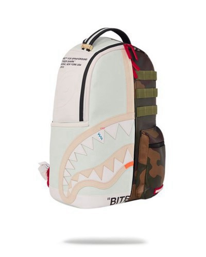 White Sprayground Split Weird (Dlxv) Backpacks | 60298-HINA