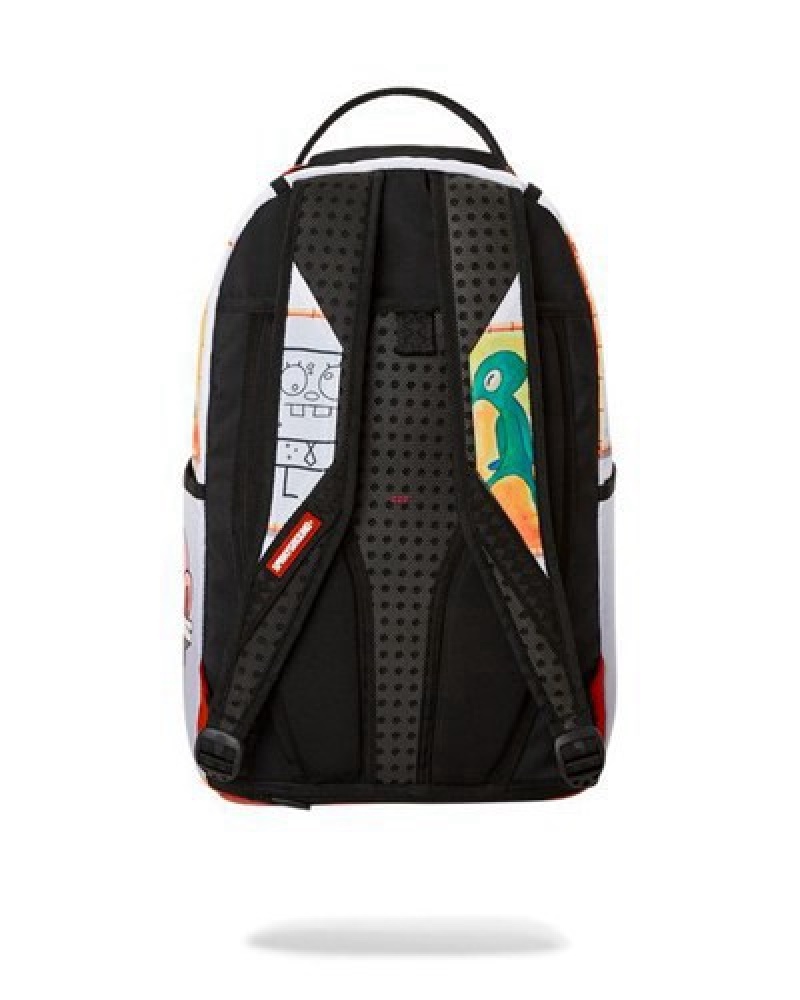 White Sprayground Spongebob Art Critic Backpacks | 56092-TFGK