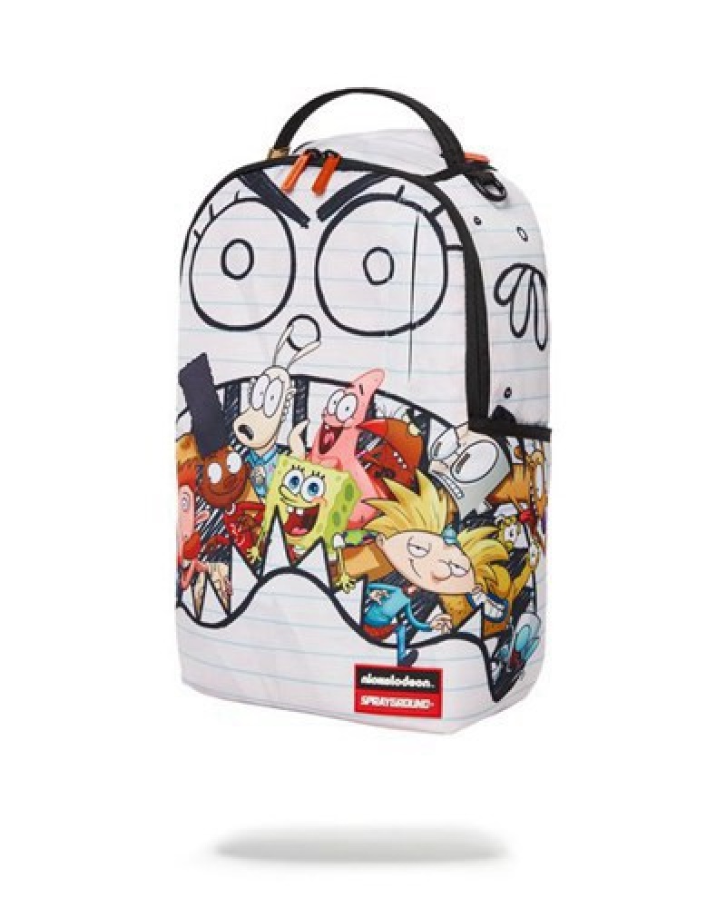 White Sprayground Spongedoodlebob Eat Ur Friends ;) (Dlxr) Backpacks | 59123-DOGY