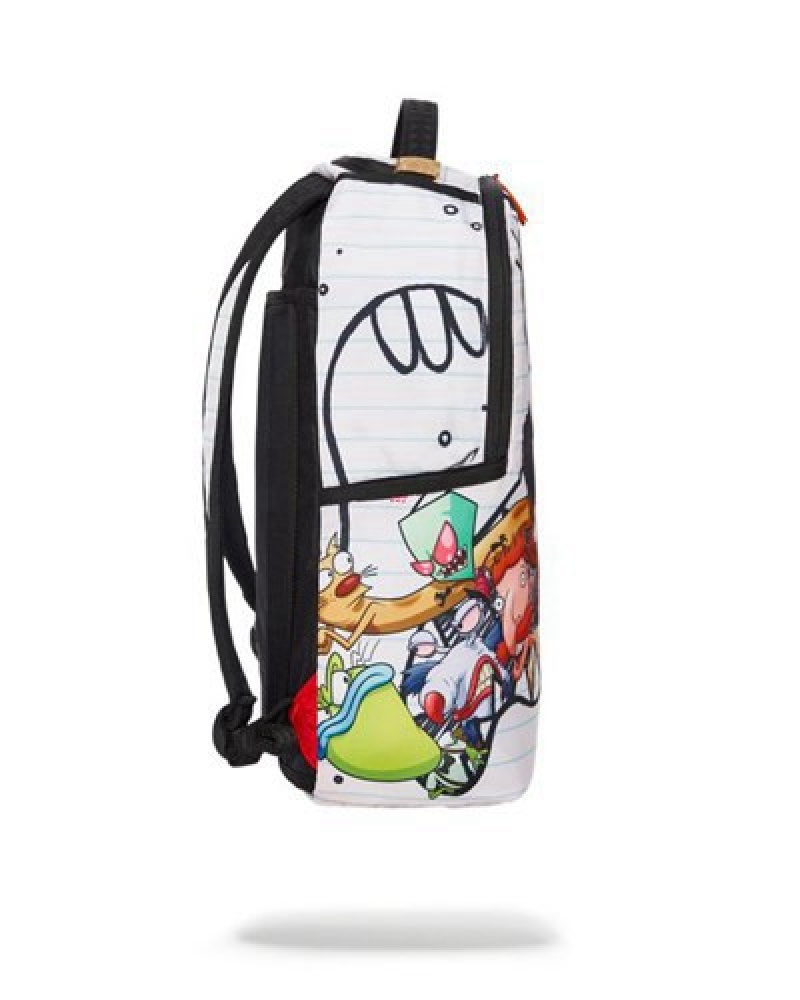 White Sprayground Spongedoodlebob Eat Ur Friends ;) (Dlxr) Backpacks | 59123-DOGY