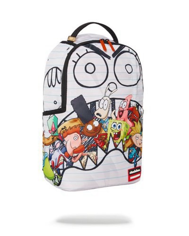 White Sprayground Spongedoodlebob Eat Ur Friends ;) (Dlxr) Backpacks | 59123-DOGY