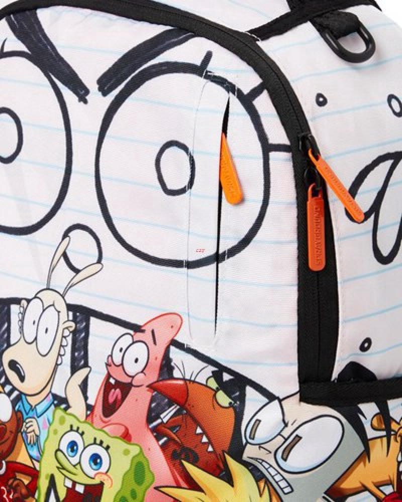 White Sprayground Spongedoodlebob Eat Ur Friends ;) (Dlxr) Backpacks | 59123-DOGY