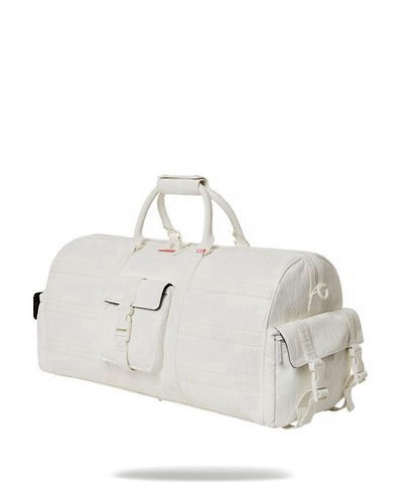 White Sprayground Stratosphere Cargo Duffle Bags | 67503-TSMW