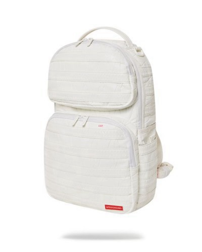 White Sprayground Stratosphere Trooper Backpacks | 48732-ZOJT