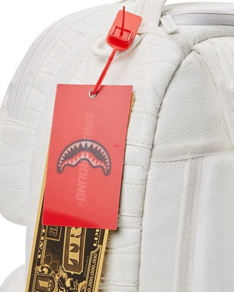 White Sprayground Stratosphere Trooper Backpacks | 48732-ZOJT