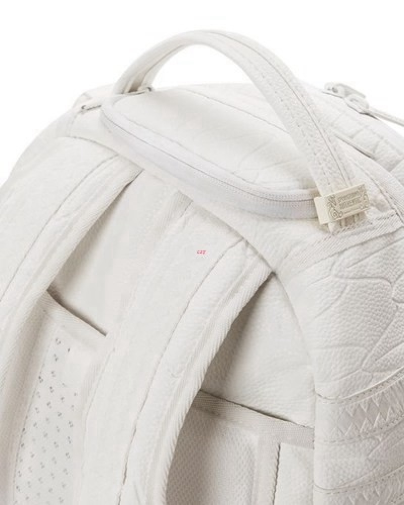 White Sprayground Stratosphere Trooper Backpacks | 48732-ZOJT