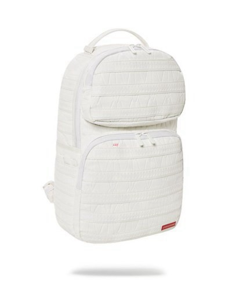 White Sprayground Stratosphere Trooper Backpacks | 48732-ZOJT