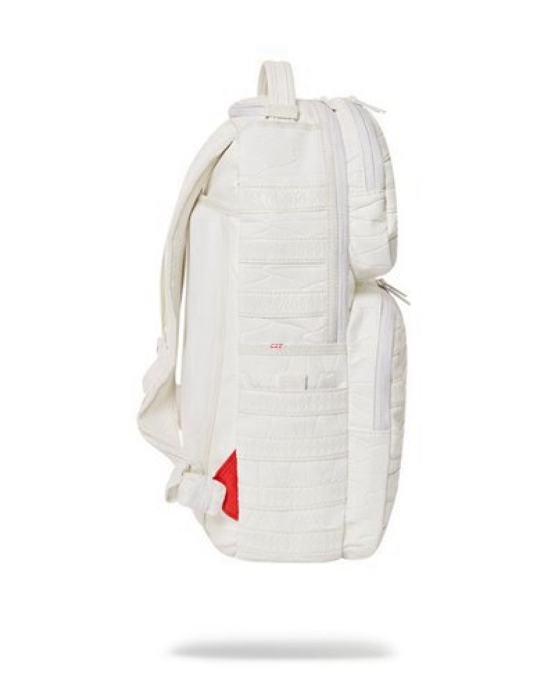 White Sprayground Stratosphere Trooper Backpacks | 48732-ZOJT