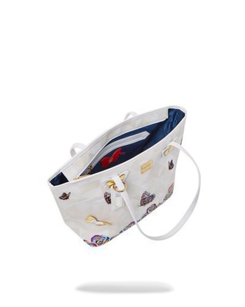 White Sprayground Sutton Butterflies Tote Bags | 20968-PYSQ