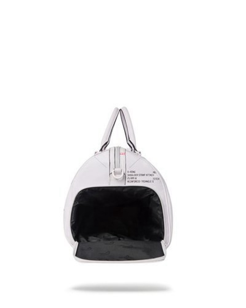 White Sprayground Technical Cut & Shark Duffle Bags | 89532-TLXS