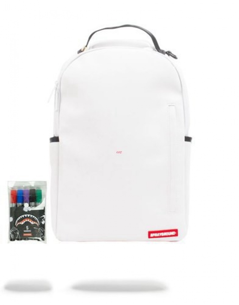 White Sprayground The Diy (Vegan Leather & Inner Money Lining) & Markers Included Backpacks | 39278-DFJG