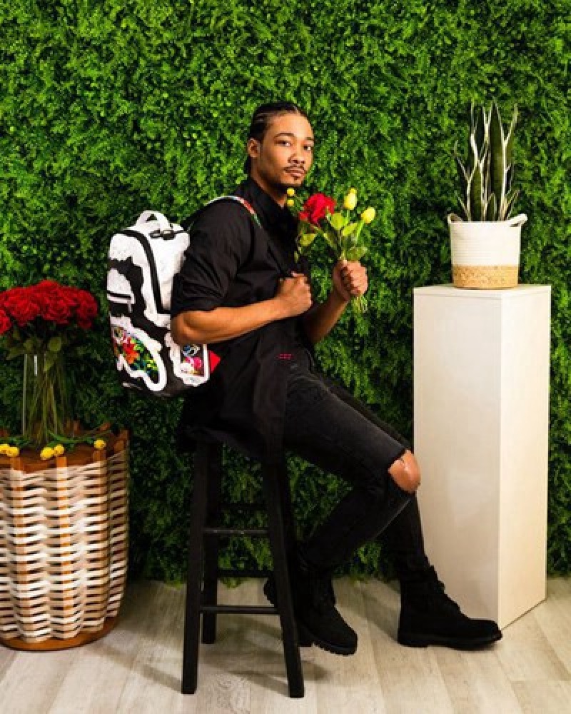 White Sprayground The Floral Cut (Dlxv) Backpacks | 96178-BJFY