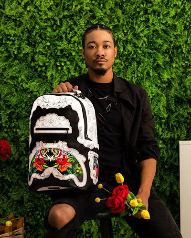 White Sprayground The Floral Cut (Dlxv) Backpacks | 96178-BJFY