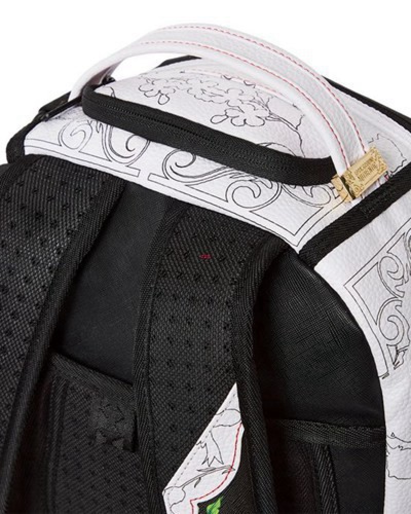 White Sprayground The Floral Cut (Dlxv) Backpacks | 96178-BJFY