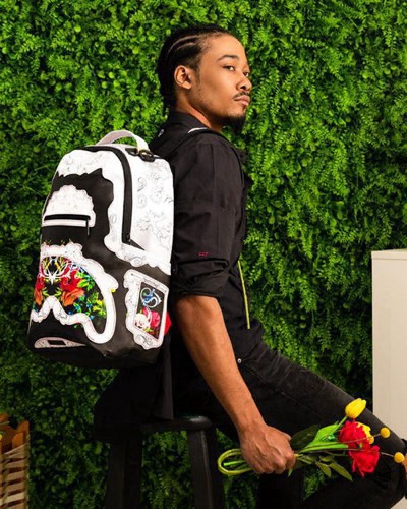 White Sprayground The Floral Cut (Dlxv) Backpacks | 96178-BJFY