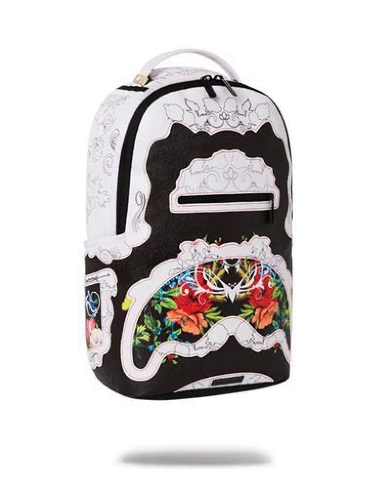 White Sprayground The Floral Cut (Dlxv) Backpacks | 96178-BJFY