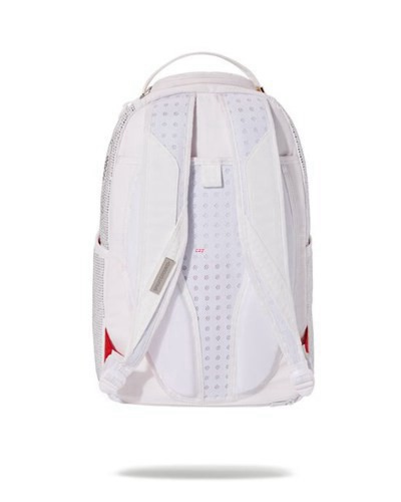 White Sprayground Trinity (Dlxv) Backpacks | 46728-IUBZ