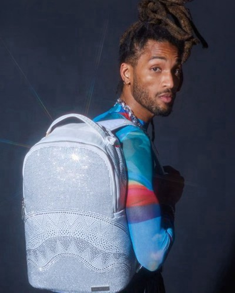 White Sprayground Trinity (Dlxv) Backpacks | 46728-IUBZ