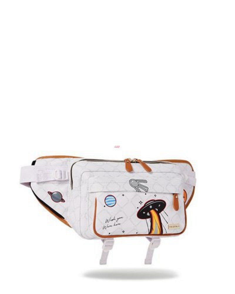 White Sprayground Ufo Area51 Crossalienbody Crossbody Bags | 23756-LYJE