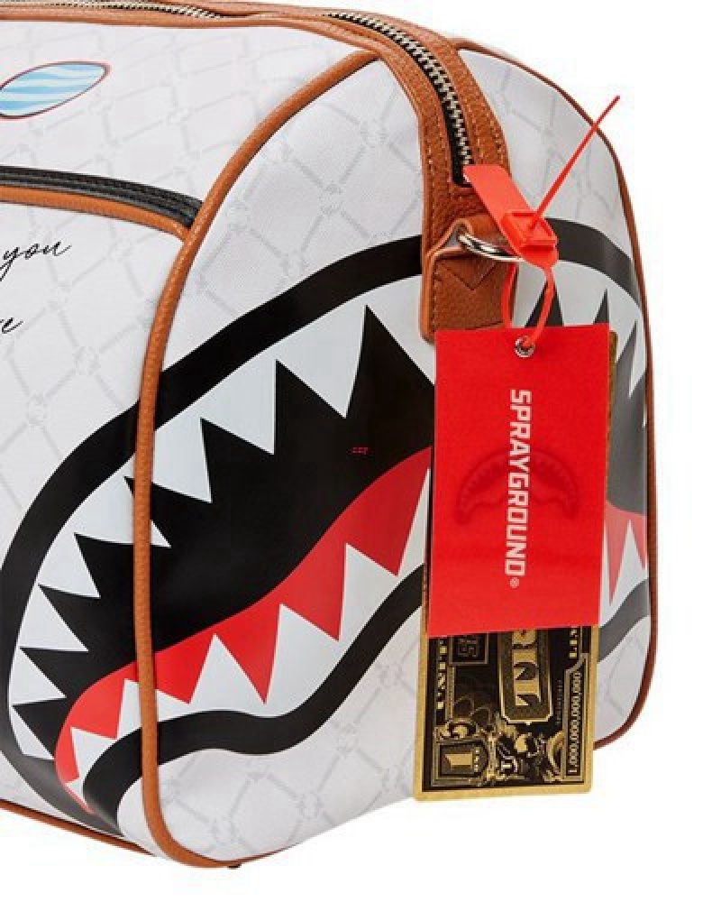 White Sprayground Ufo Extra Extra Terrestrial Duffle Bags | 39864-HOJC